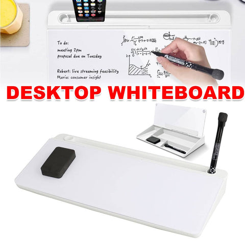 Desktop Whiteboard with Storage Tempered Glass Board for Office and Home Notes