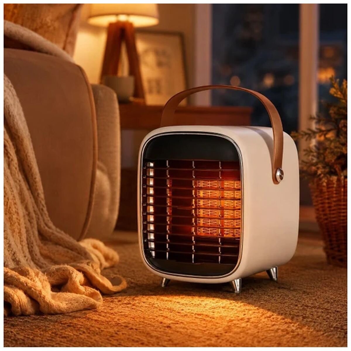 Pursonic Compact Ceramic Heater - White - 3 Heat Settings, Tip-Over Protection - 10004634