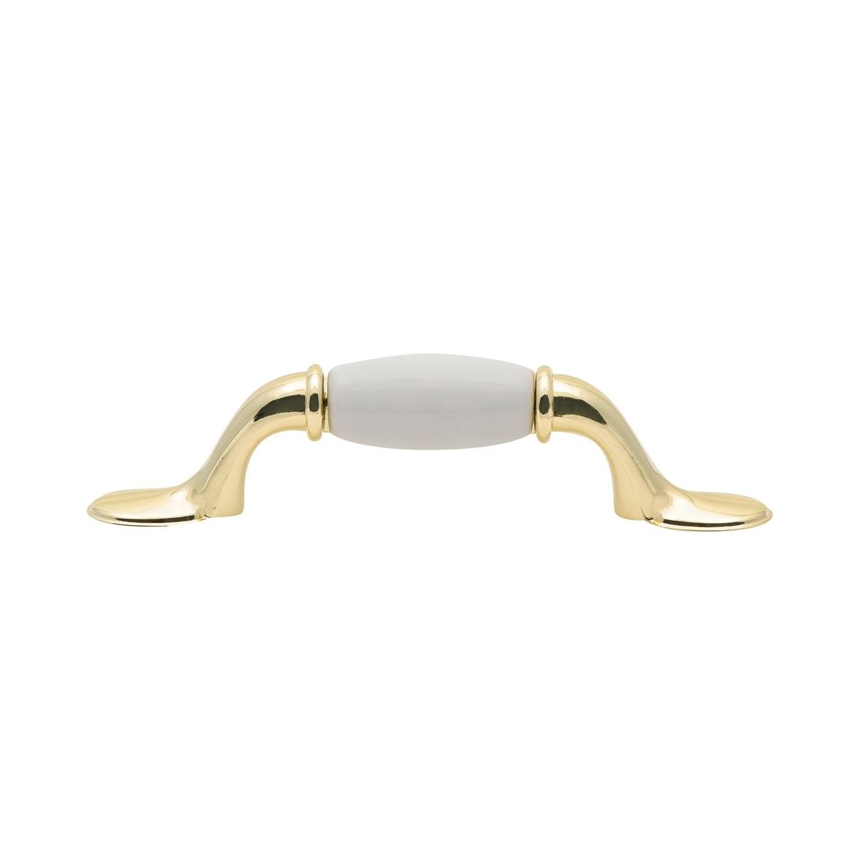 Prestige Handle - 76mm White Ceramic Gold Plated - Zinc Alloy - Easy Install - SuperSaverAU - view 1