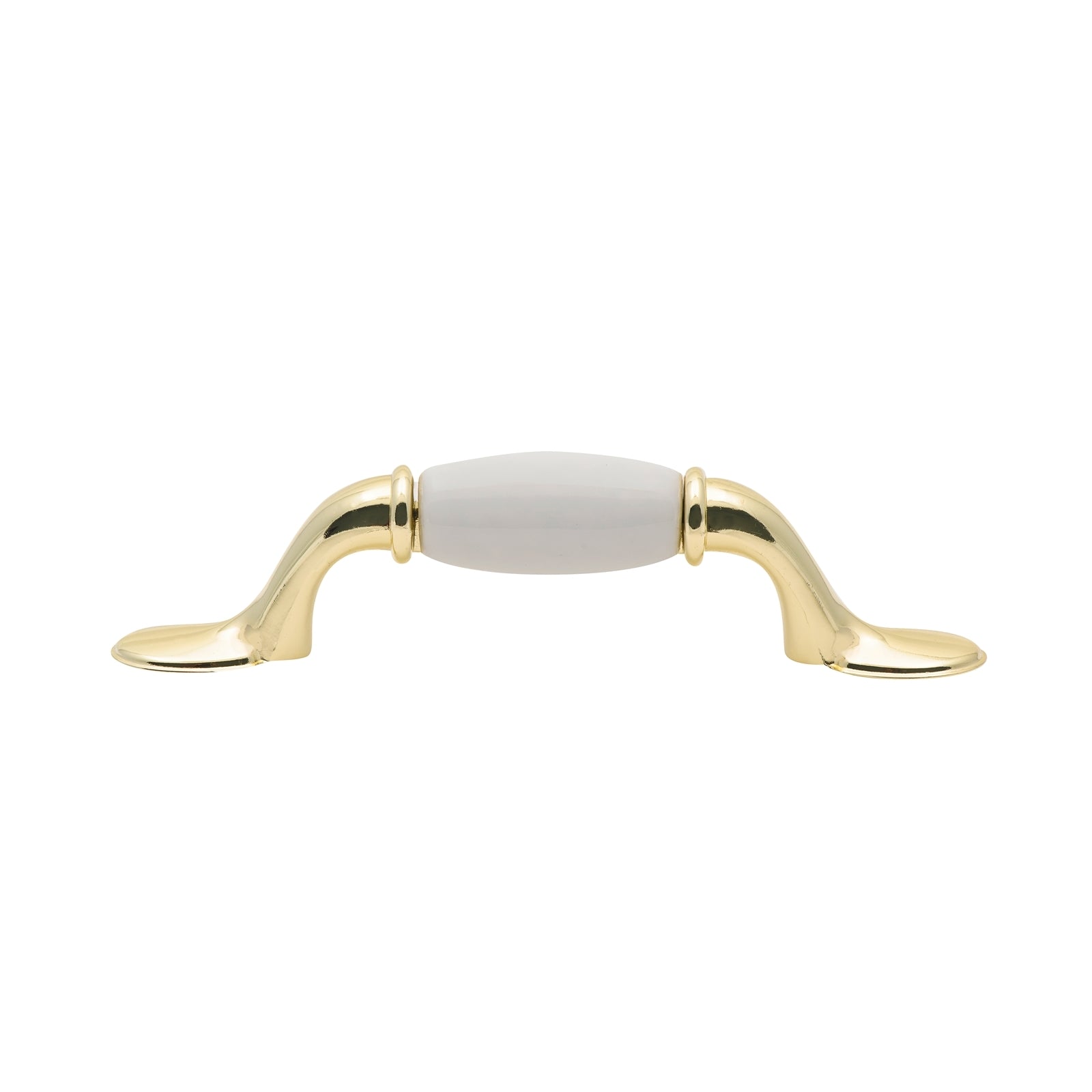 Prestige 76mm White Ceramic / Gold Plated Cabinet Handle