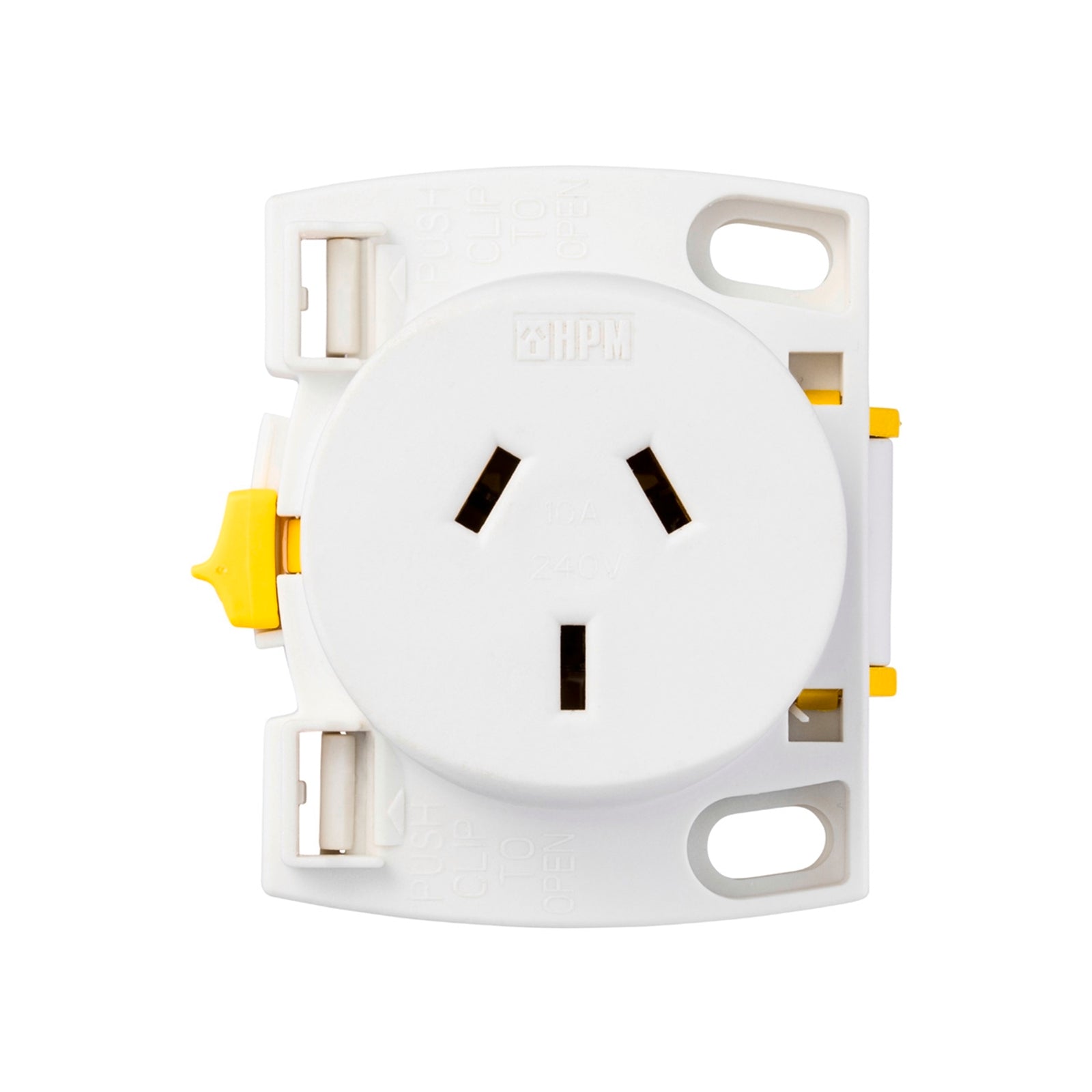HPM 10A Quick Connect Plug Base 3 Flat Pin White Plastic