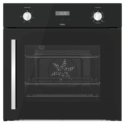 Haier 60cm 300 Series 7 Function Built-In Oven - Side Opening Door, Black, 10A Plug - HWOS60S7EB1
