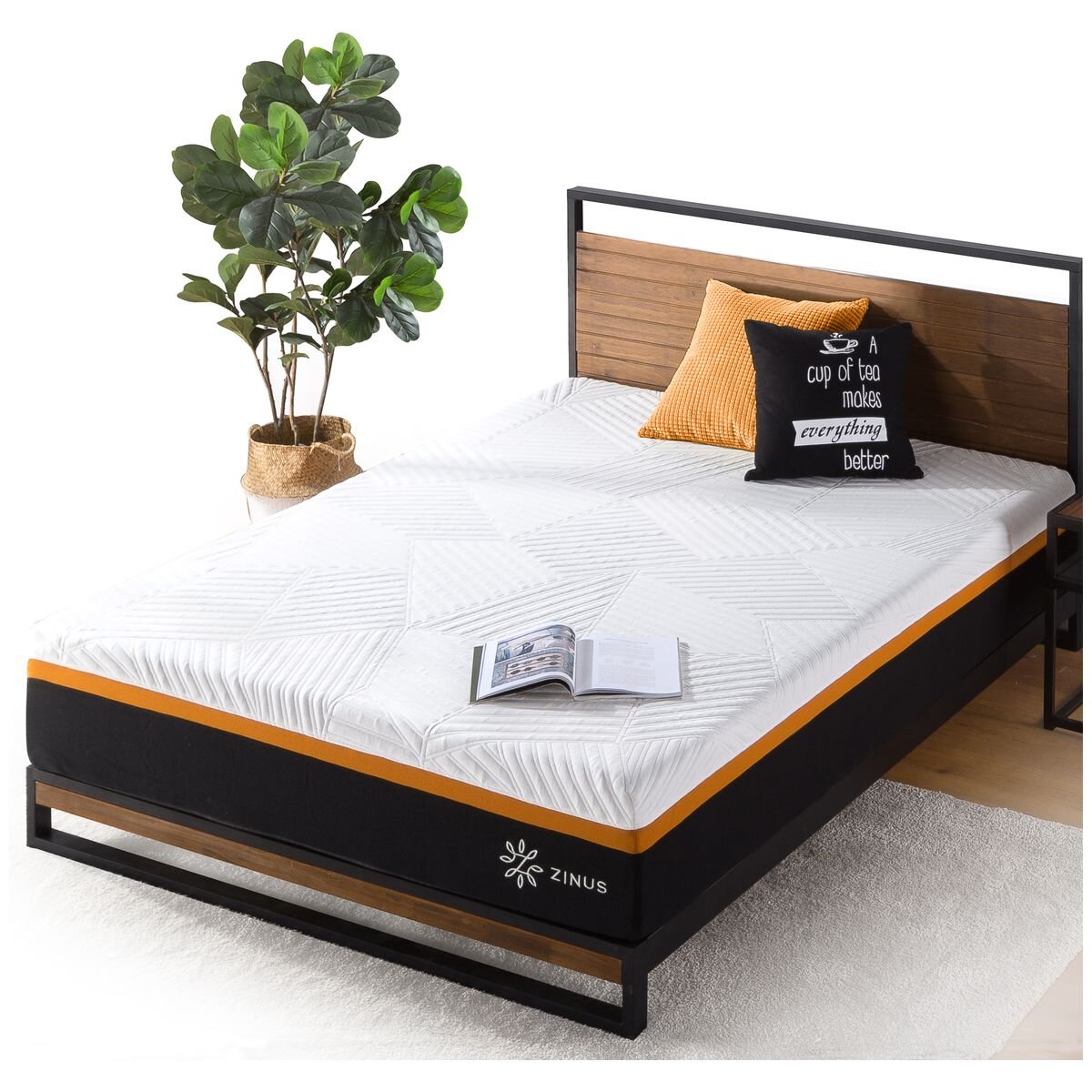 Zinus Deluxe Hybrid Pocket Spring Memory Foam Double Mattress - Jacquard Cover - AU-MSHPHB-12D