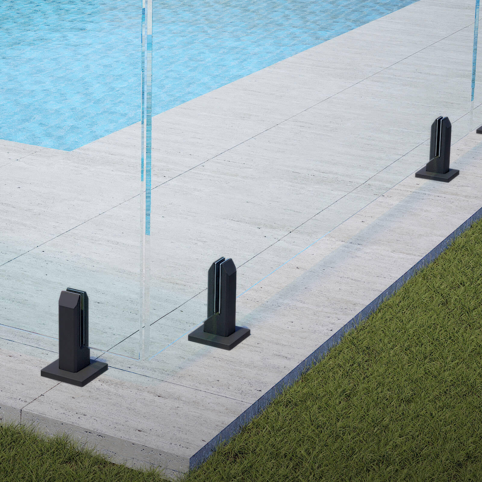 ProtectorAl 95 x 95 x 162mm Black 2205 Duplex Stainless Steel Glass Fence Chisel Spigot 2 Pack