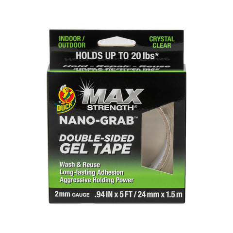 Duck 24mm x 1.5m Clear Nano Max Strength Grab Gel Tape, Indoor/Outdoor