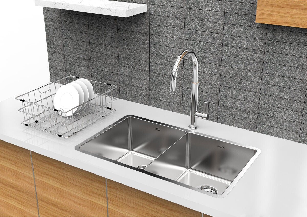 Abey Lucia Double Bowl Sink - SUS304 Stainless Steel - Satin Mirror Finish - 25 Year Warranty - LUA200