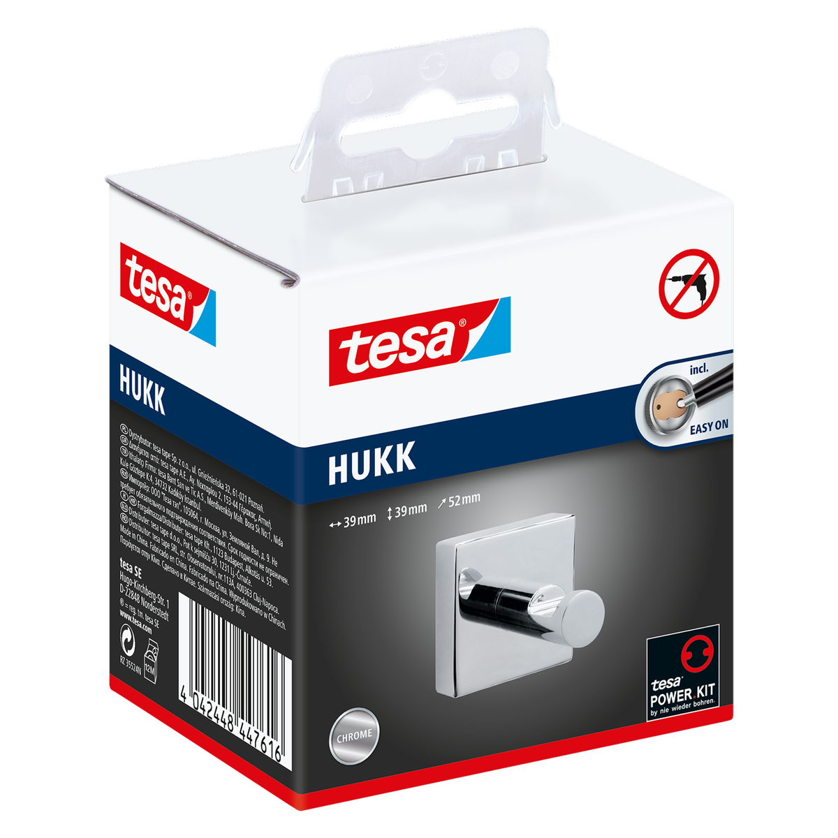 Tesa Hukk Towel Hook - Self-Adhesive - Chrome - 39mm x 52mm x 39mm - SuperSaverAU - view 2