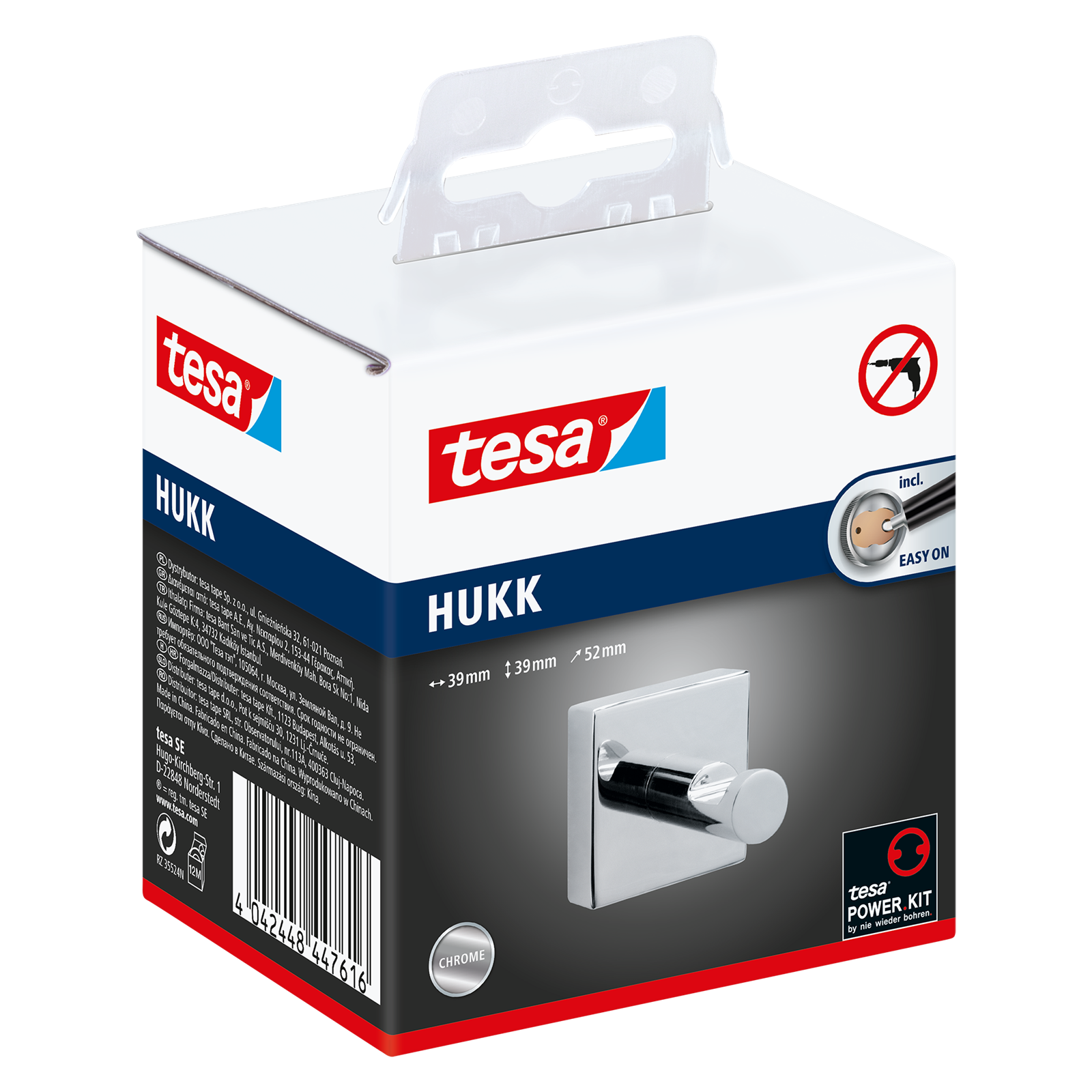 tesa Hukk Self-Adhesive Chromed Metal Towel Hook