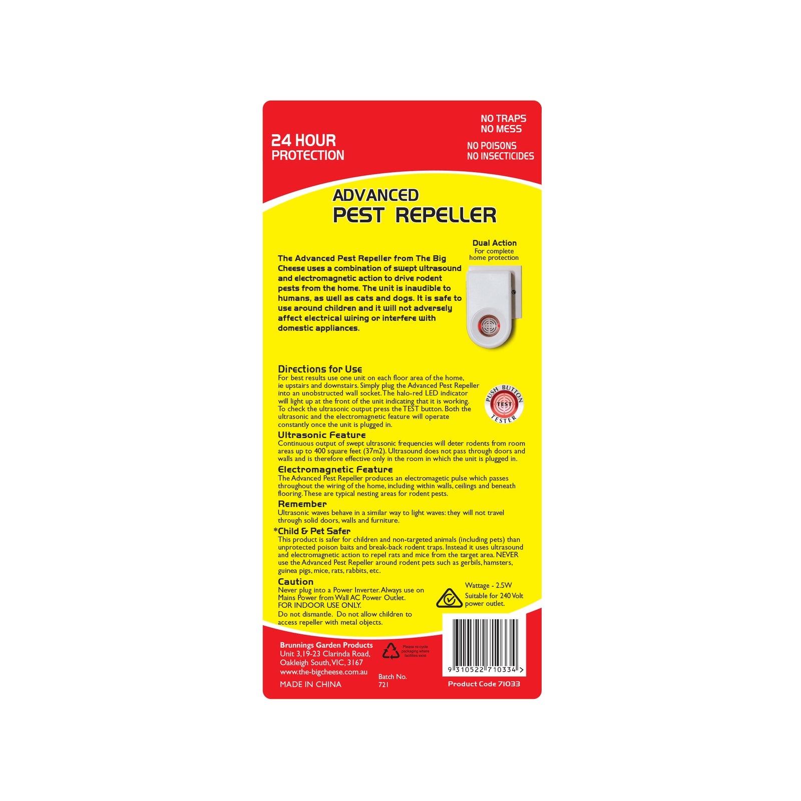 The Big Cheese Advanced Plug In Pest Repeller Indoor 71033
