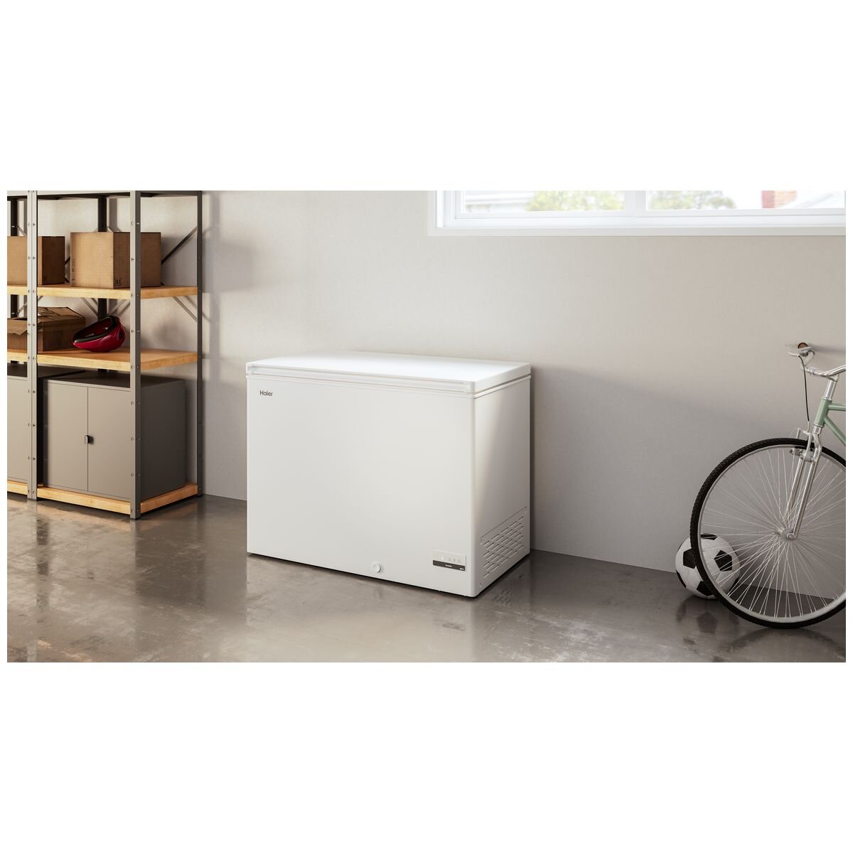 Haier 301L Hybrid Chest Freezer - White, Four-Sided Cooling, 5.5 Star Energy Rating - HCF300W
