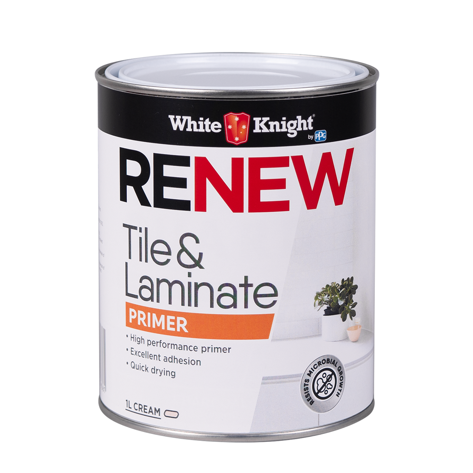 White Knight 1L Renew Tile & Laminate Primer Paint Water Based - Cream
