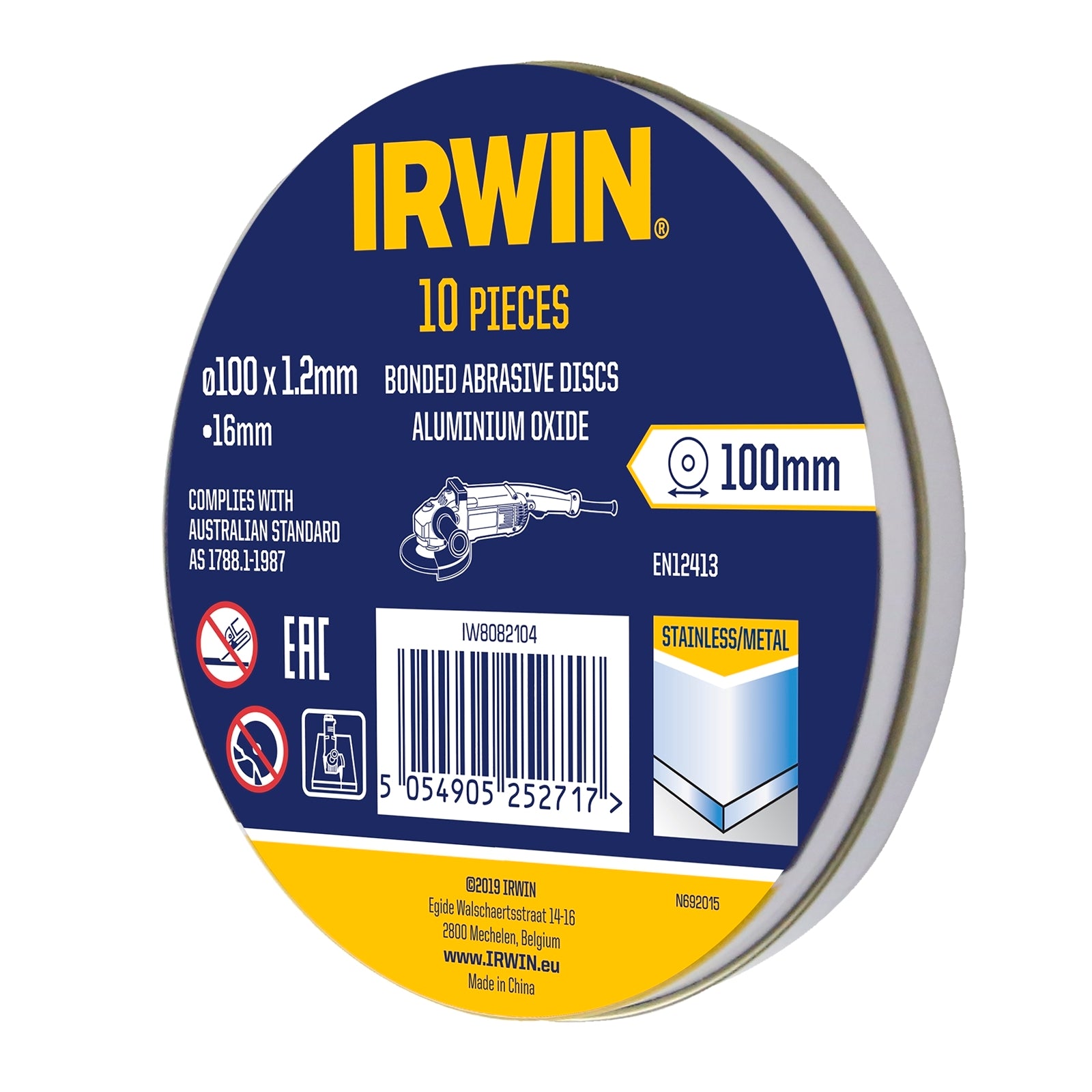 Irwin 100 x 1.2 x 16mm Metal Cut Off Disc 10 Pack