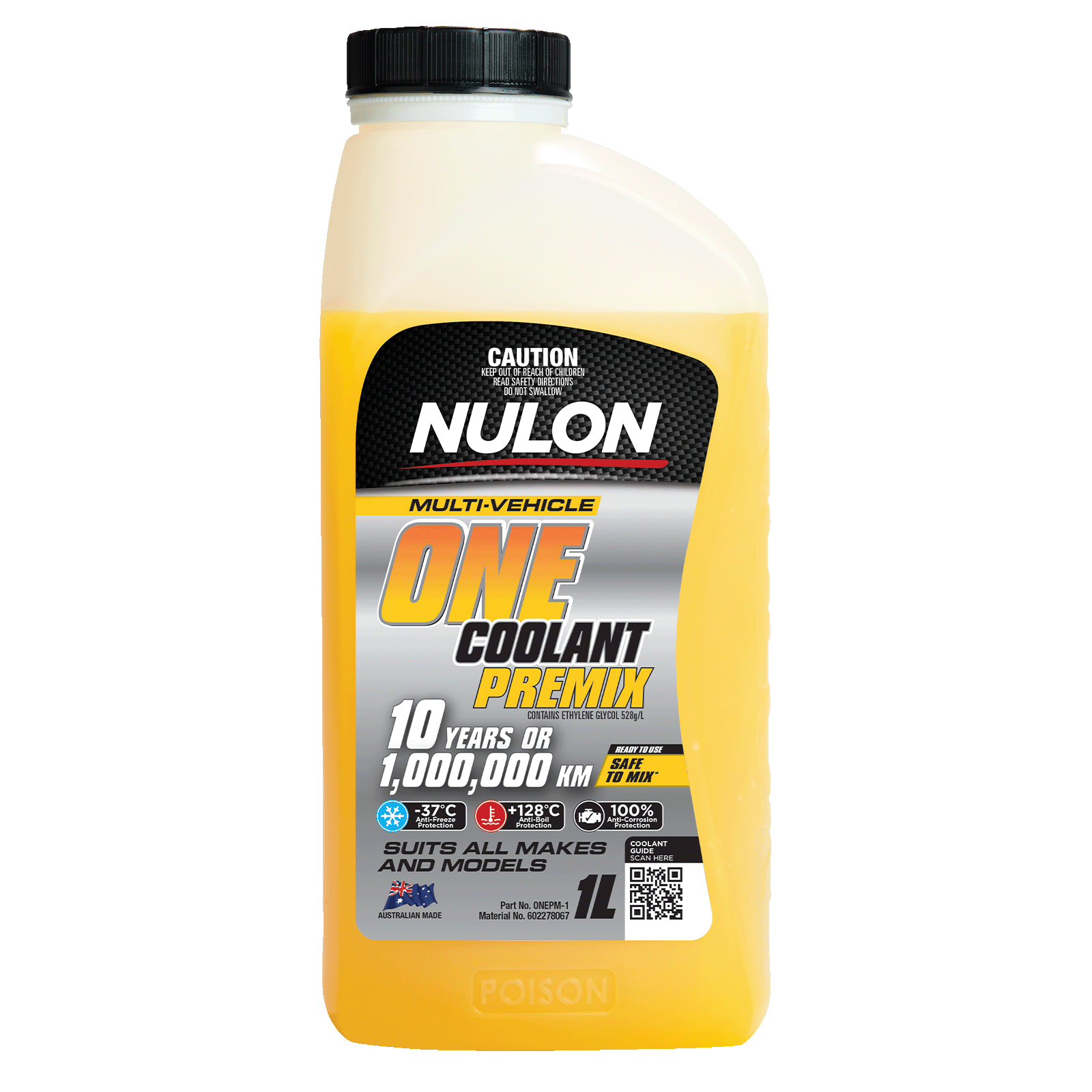 Nulon Multi-Vehicle ONE Coolant Premix 1L Yellow Anti-Freeze Anti-Boil