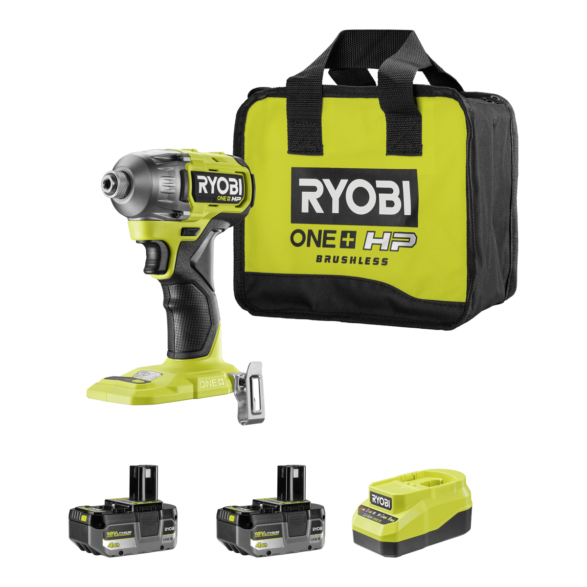 Ryobi 18V ONE+ HP Brushless Impact Driver 2 x 4Ah Battery Kit R18XID242B