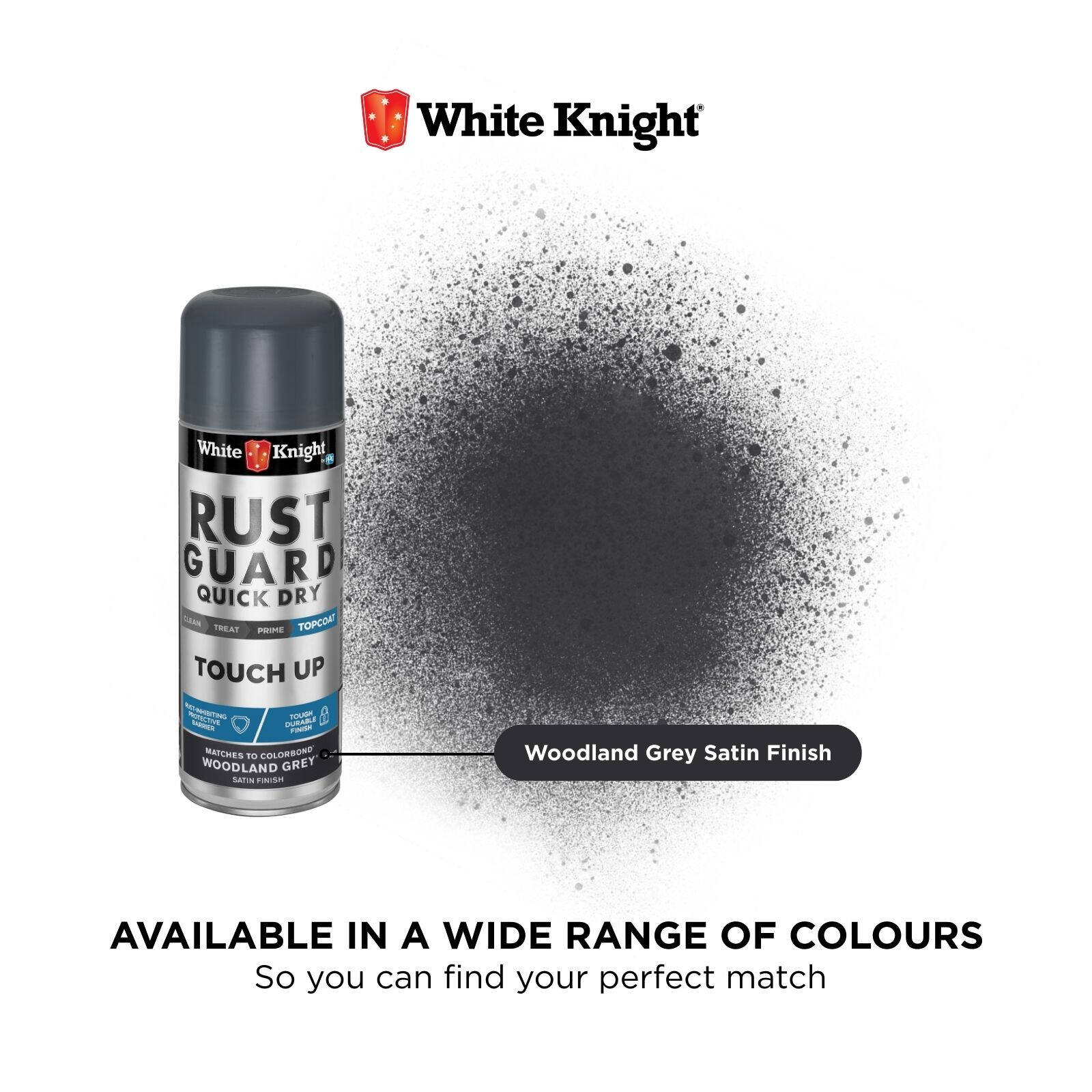 White Knight Rust Guard Woodland Grey Satin Touch Up Spray Paint 300g