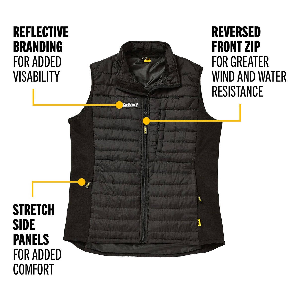 DeWALT Storm Vest Size L - Insulated Nylon, 3 Pocket, Zip