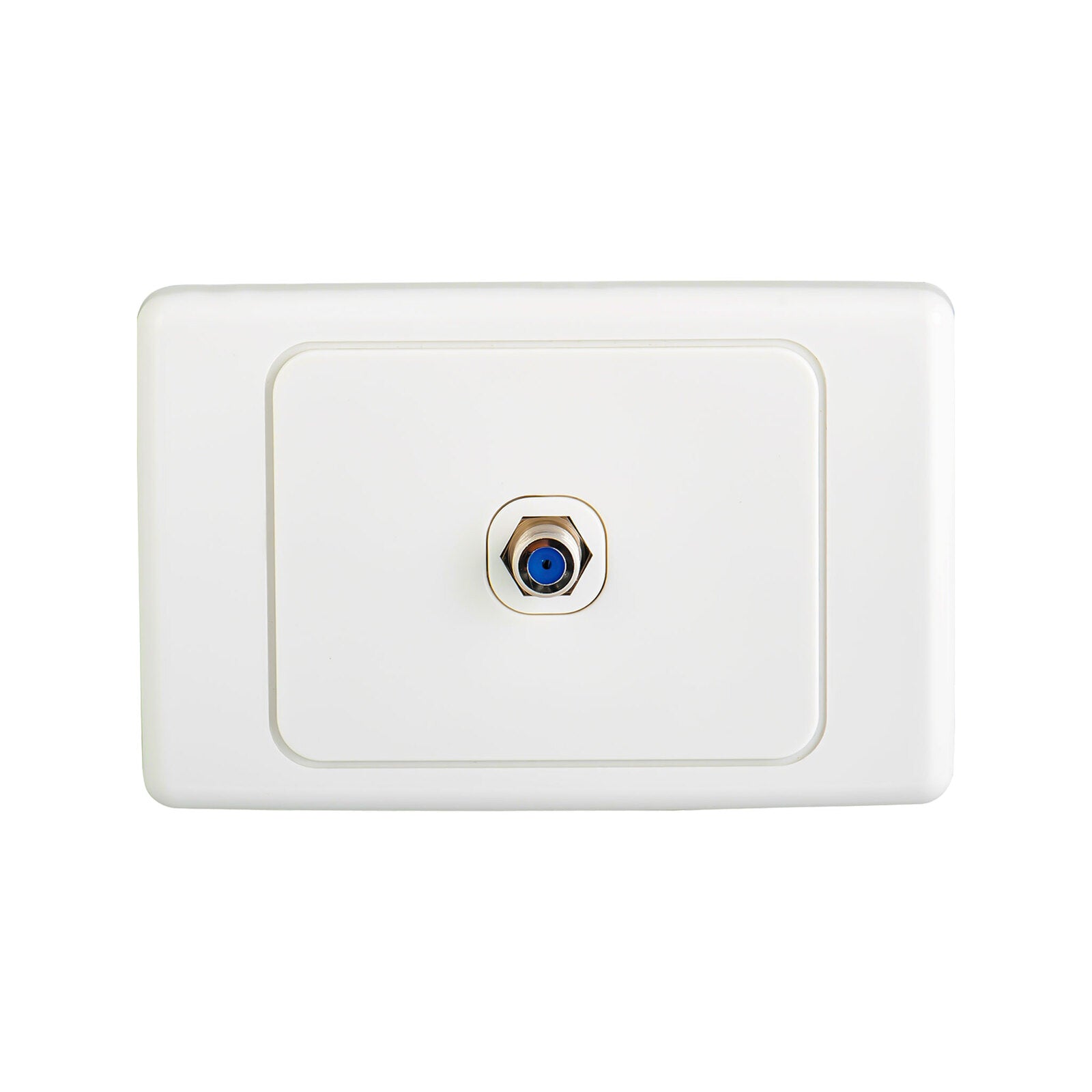 DETA F-Connector Outlet - White Polycarbonate Nickel Plated TV Antenna Wall Plate