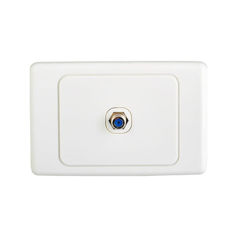 DETA F-Connector Outlet - White Polycarbonate Nickel Plated TV Antenna Wall Plate