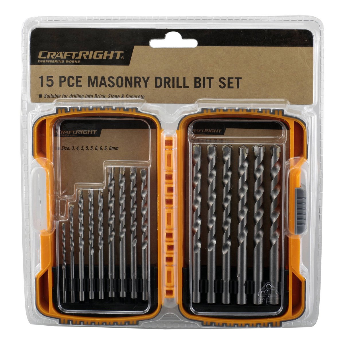 Craftright 15 Piece 3-10mm Masonry Drill Bit Set