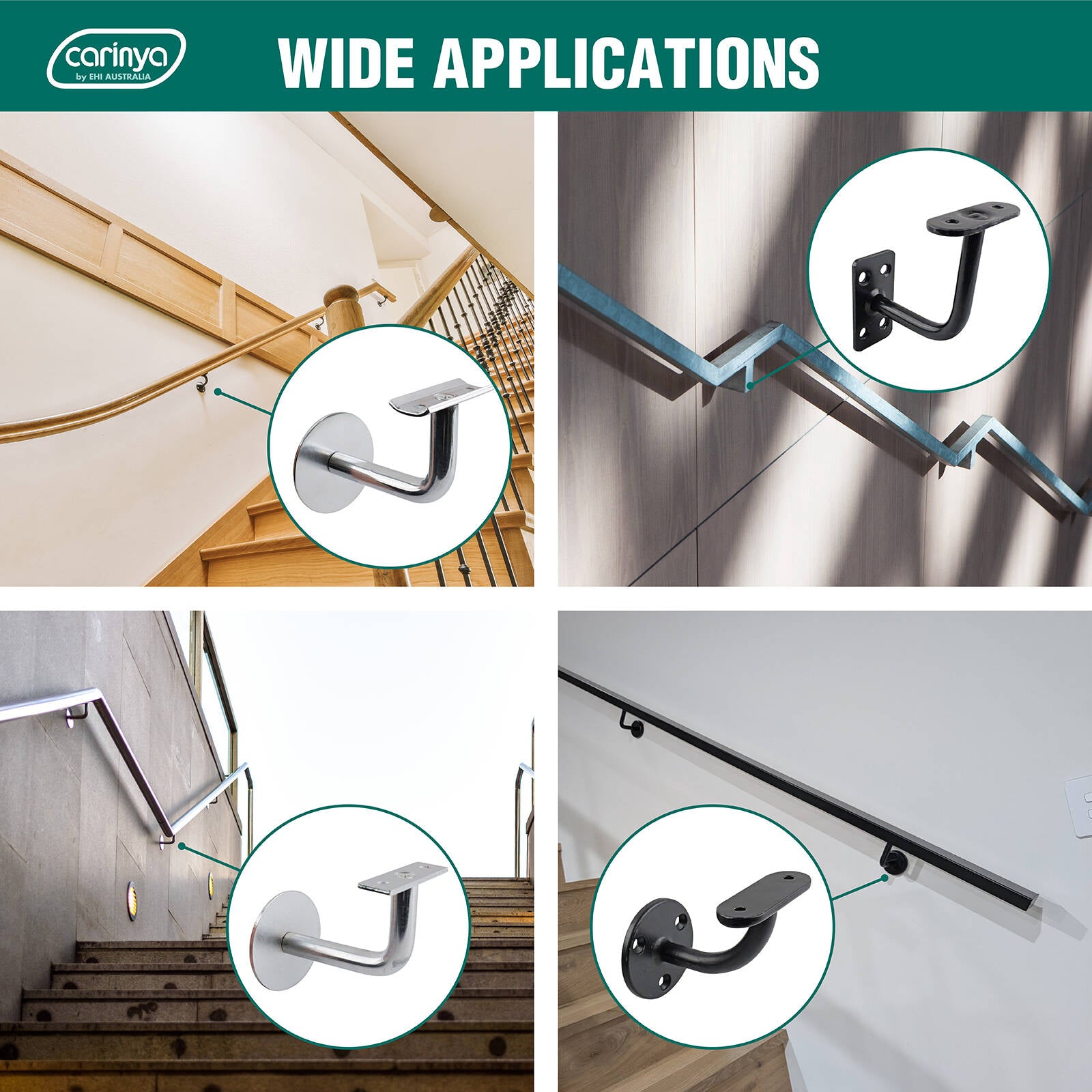 Carinya Chrome Plated Steel Curved Top Angle Handrail Bracket