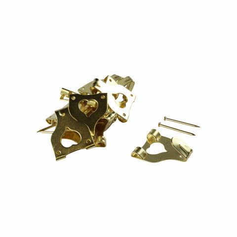 Everhang 10kg Brass Plated Steel Picture Hanging Angle Drive Hook - 15 Pack