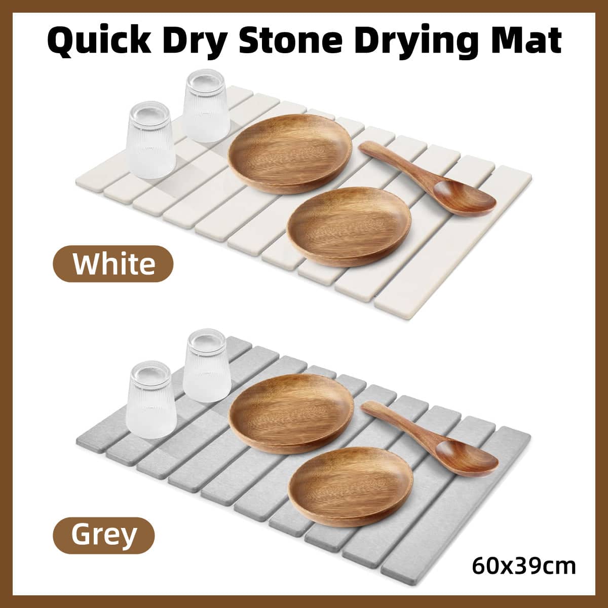 Diatomaceous Earth Drying Mat Foldable Plate Draining Pad Non Slip - Grey - view 2