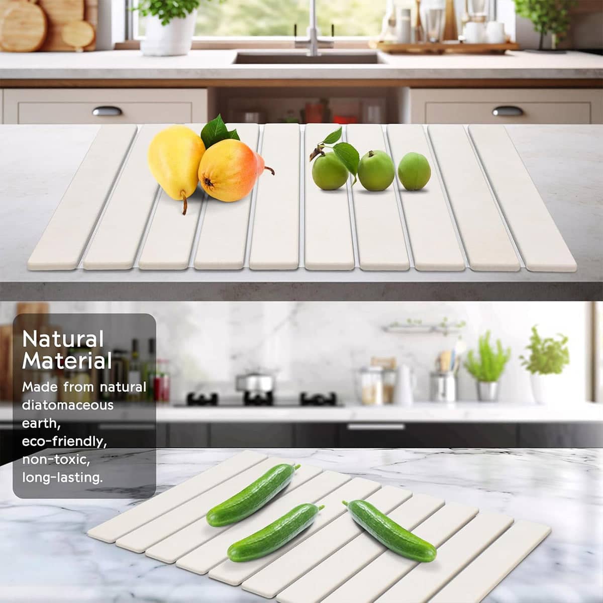 Diatomaceous Earth Drying Mat Foldable Plate Draining Pad Non Slip - Grey - view 5