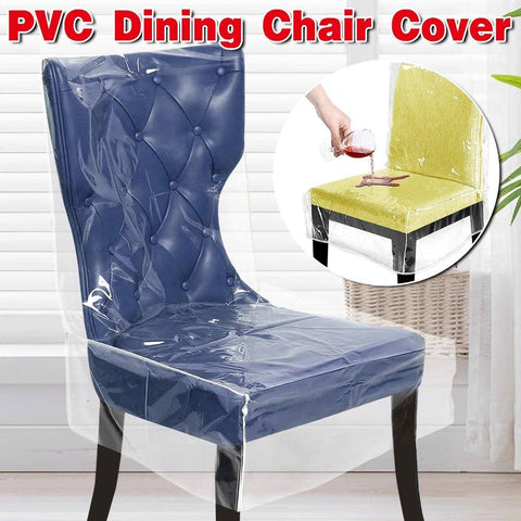 Dining Chair Cover with Backrest, Clear PVC - Elastic Seat Protector