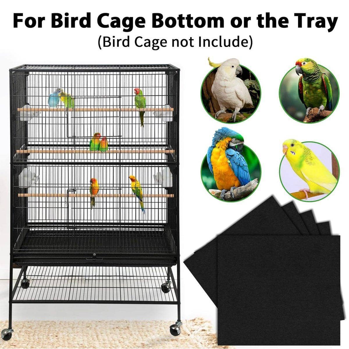 Disposable Birdcage Liner Pads, 30 Pack - 45.7 x 50.8 cm, Black - view 5