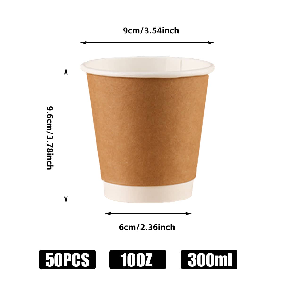 Disposable Coffee Cups 300 ml, Pack of 50, Double-Layer - Brown - view 4