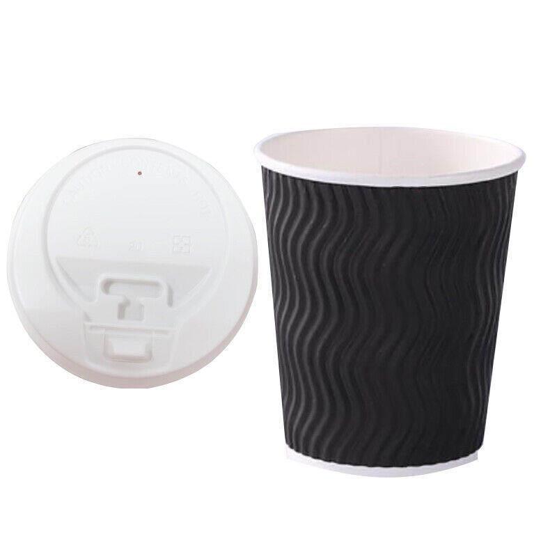 Disposable Coffee Cups Triple Wall with Lids - Small (8oz), Pack of 50