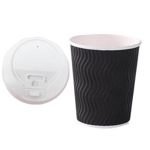 Disposable Coffee Cups Triple Wall with Lids - Small (8oz), Pack of 50