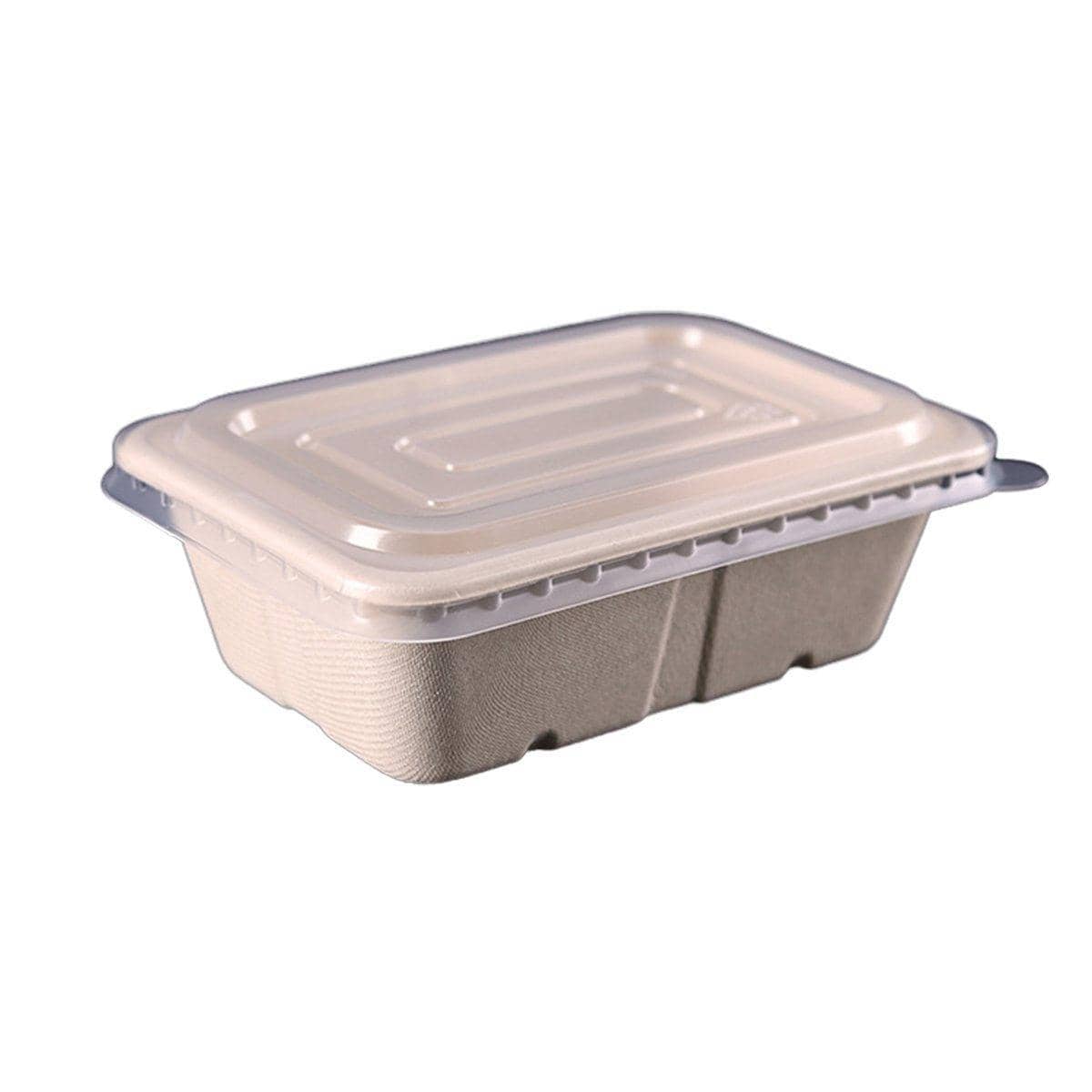 Disposable Lunch Boxes, Pack of 50 - Natural Beige, 750 ml, 18 x 12.5 x 5.8 cm