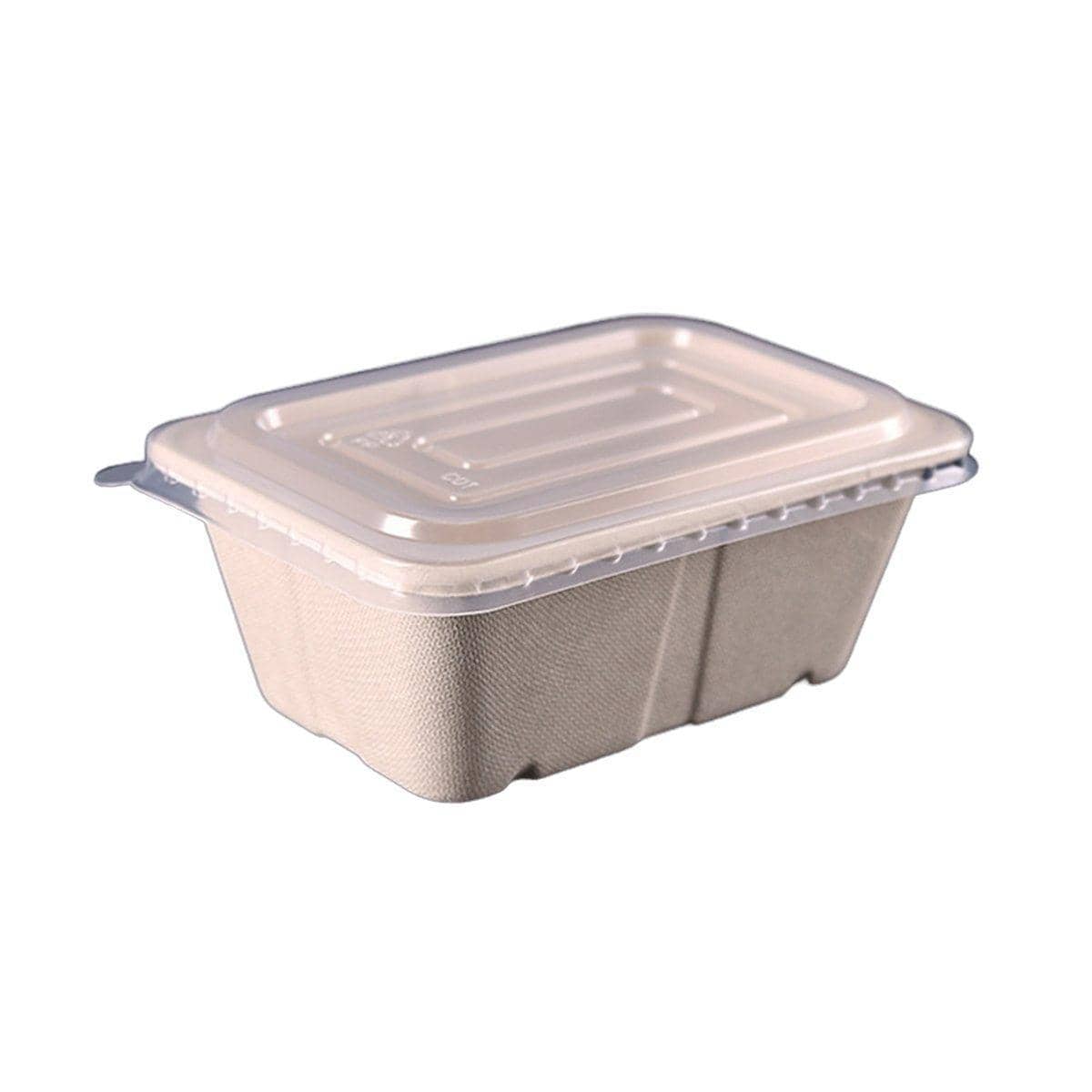 Disposable Lunch Boxes, Pack of 50 - Natural Beige, 950 ml, 18 x 12.5 x 7 cm
