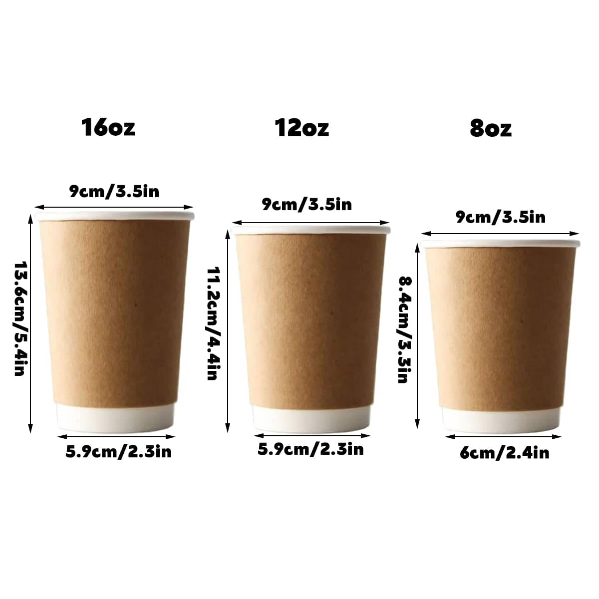 Disposable Paper Coffee Cups - 12 oz, Pack of 50 - view 4
