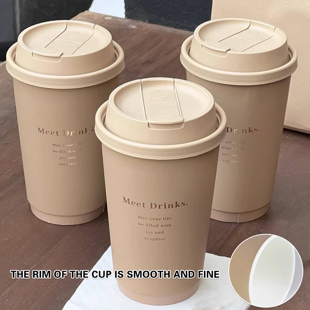 Disposable Paper Coffee Cups with Lids, Pack of 50 - 330 ml - view 5