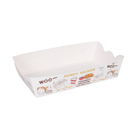 Disposable Paper Food Trays for Hot Dogs and Party Snacks, Pack of 100 - Small (11 x 6.5 x 3.8 cm)