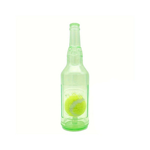 Dog Chew Toy Tennis Ball Wine Bottle Squeaky - Green, Small