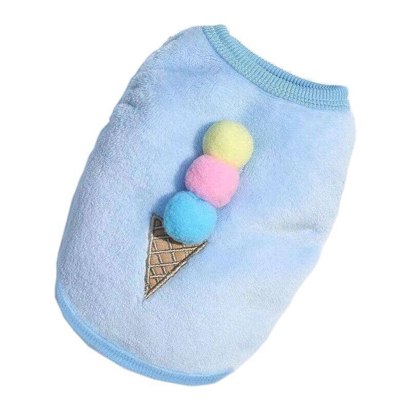 Dog Fleece Vest, XS - Blue Ice Cream