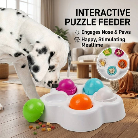 Dog Puzzle Feeder - Interactive Slow Feeder Bowl with 5 Removable Treat Cups