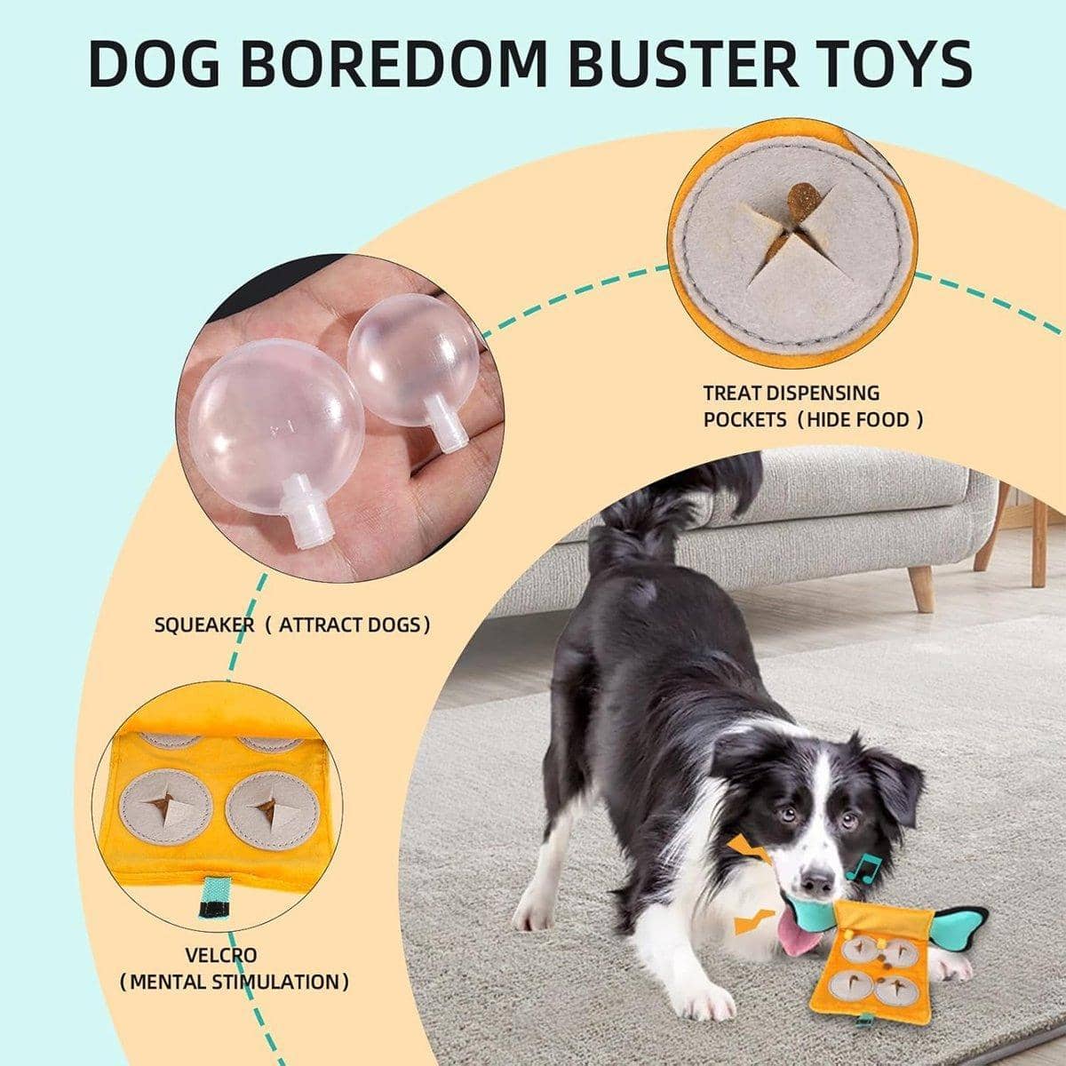 Dog Puzzle Toy with Hidden Treat Pockets, Food Dispensing Training Toy - view 4