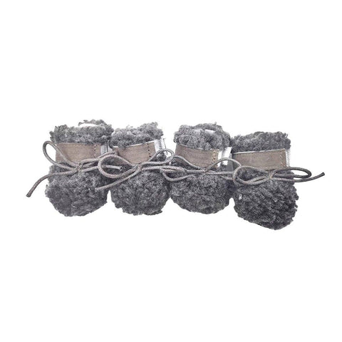 Dog Snow Boots, Warm Non-Slip Cotton Pet Shoes - Grey, Small (3.5 cm Wide x 4 cm Long)