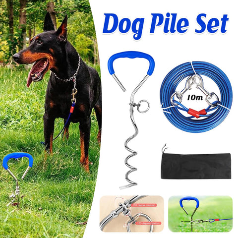 Dog Tie Out Stake Kit with 10 m Cable for Small and Medium Dogs