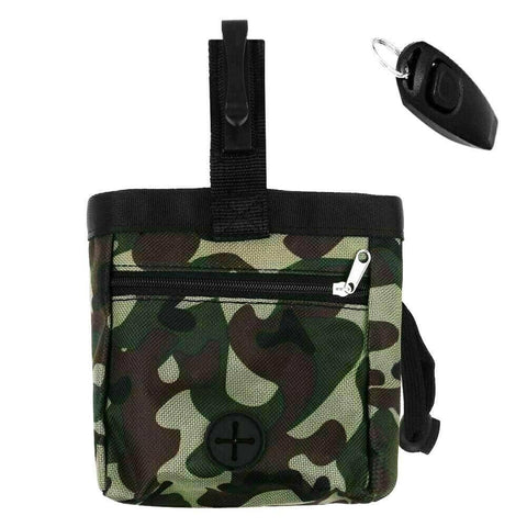 Dog Training Treat Pouch with Clip and Whistle - Green Camo