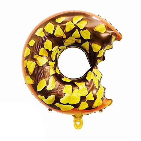 Donut Foil Balloon with Bite, 73 x 50 cm - Chocolate Icing with Yellow Sprinkles