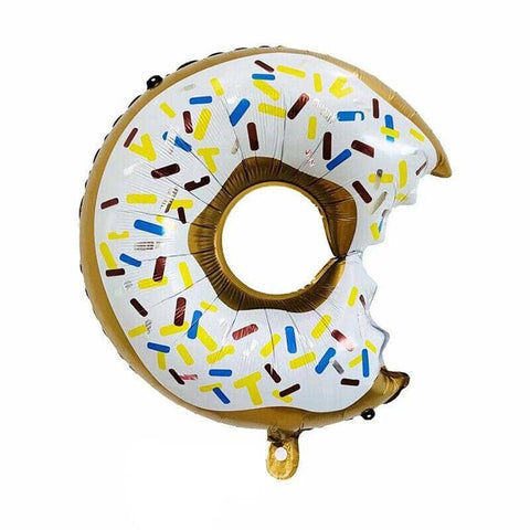 Donut Foil Balloon with Bite, 73 x 50 cm - White Icing with Sprinkles