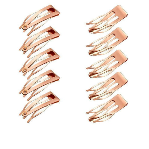 Double-Grip Snap Hair Clips Metal Barrettes - Rose Gold, 10 Pack