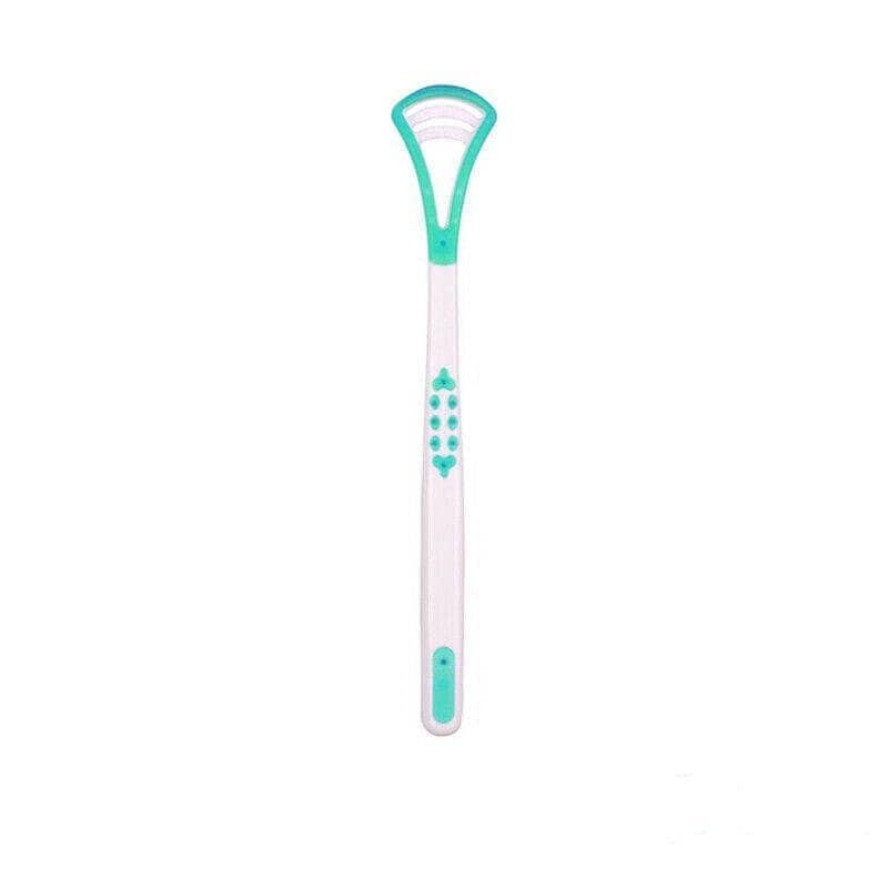 Double Head Tongue Cleaner with Rubber Massager - Light Green