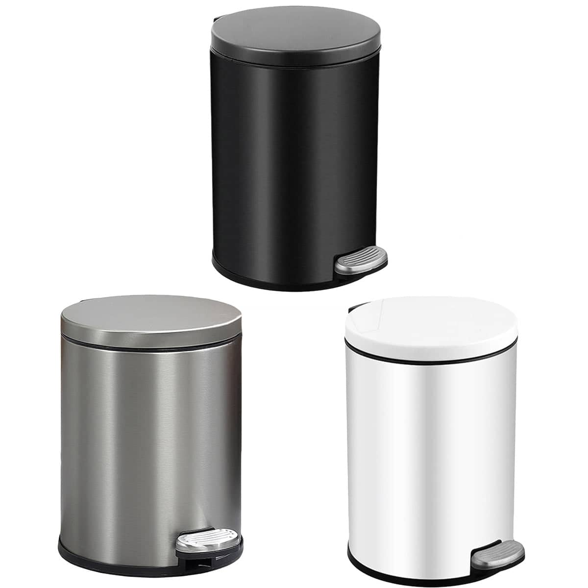 Double Layer Foot Pedal Rubbish Bin with Lid, 6 Litre - Black - view 3