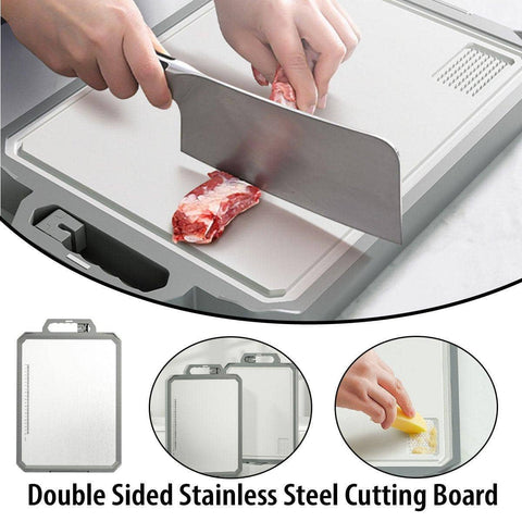 Double-Sided 304 Stainless Steel Cutting Board with Ruler